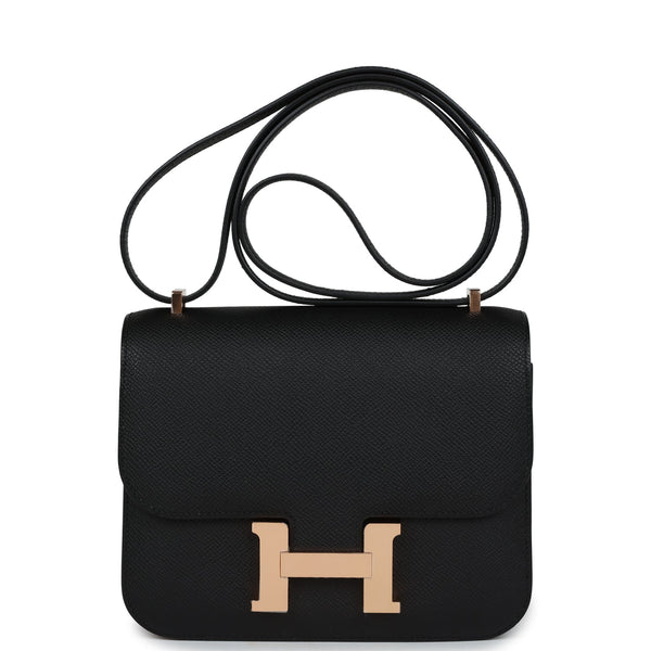 Hermes Constance 18 Black Epsom Rose Gold Hardware