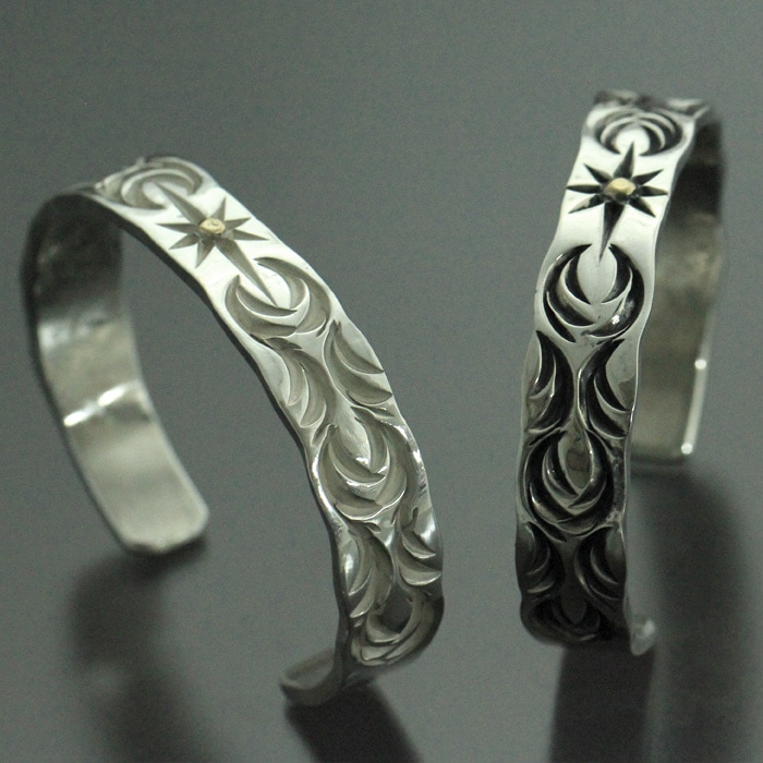 美品 BIGHAND バングル ニューサン ワイド SV925 K18