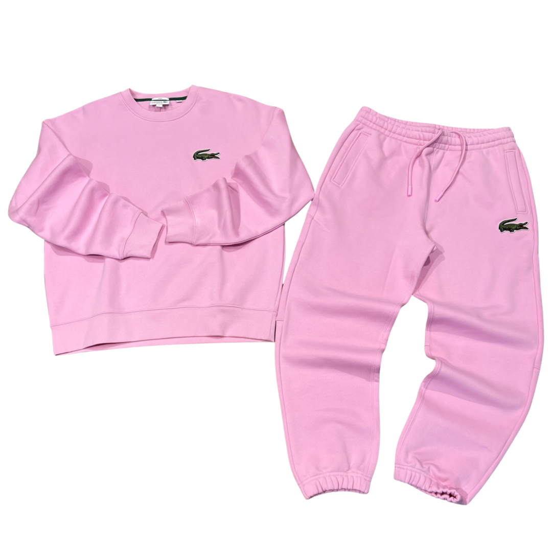 LACOSTE LOOSE FIT CROCODILE BADGE CREWNECK SWEATSUIT -Men's / PINK