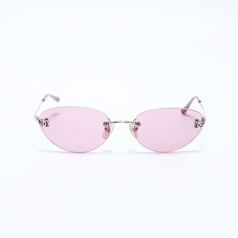 シャネル CHANEL ココマーク カラーレンズ リムレス サングラス ピンク