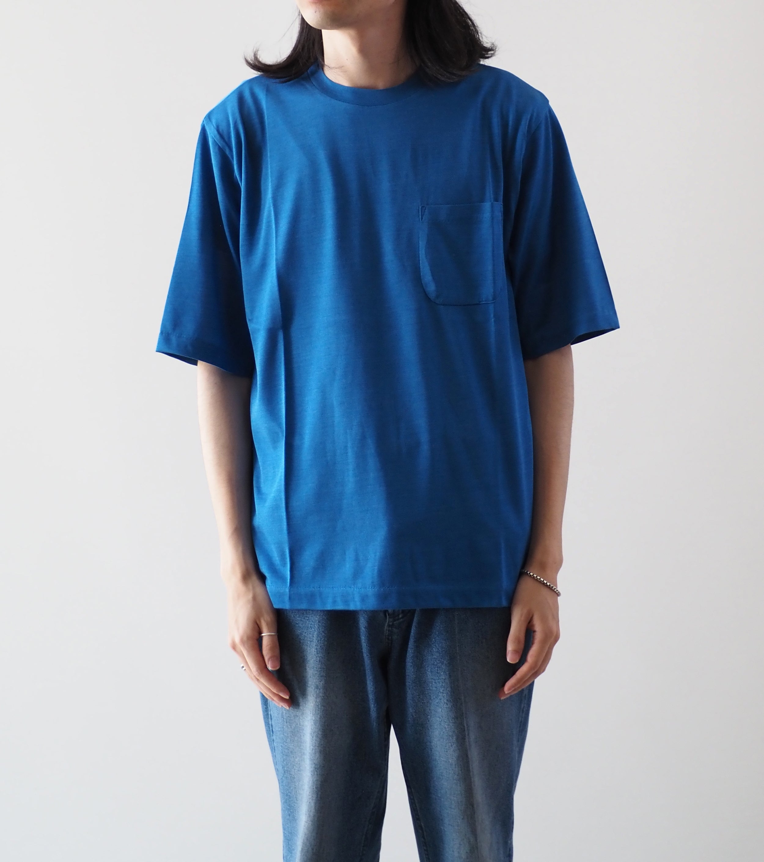 MAATEE&SONS Silk Pocket Tee ,French Blue – Navyblue