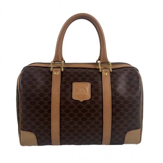 CELINE セリーヌ マカダム柄 PVC/レザー ボストンバッグ