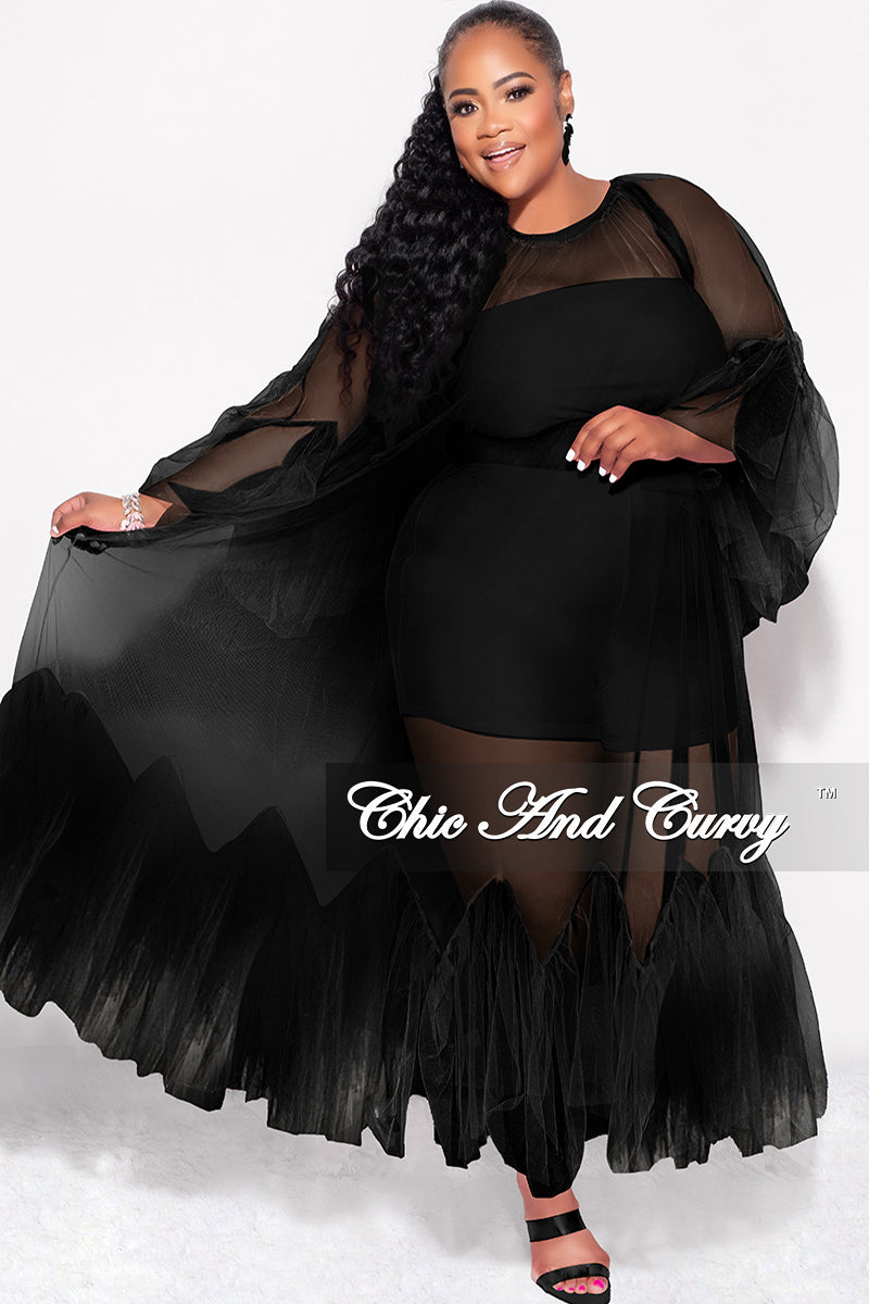 Final Sale Plus Size 3pc Tube Top, Shorts and Sheer Tulle Dress in