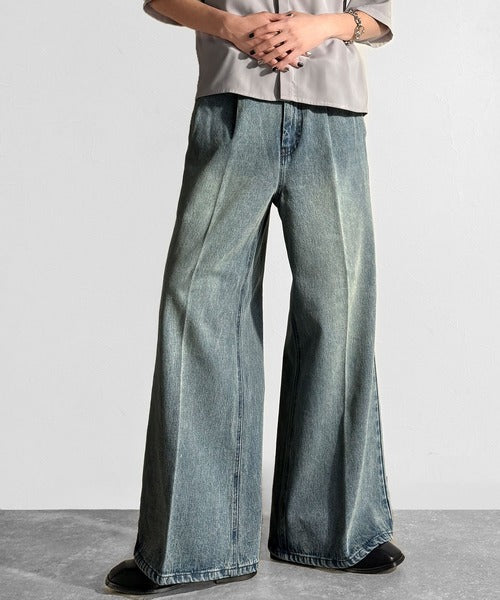 垢抜け確定。」ヴィンテージ加工フレアデニムパンツ／Vintage Washed