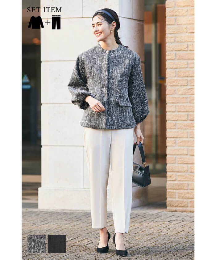 2点セット ツイードジャケットセットアップ レディース 送料無料