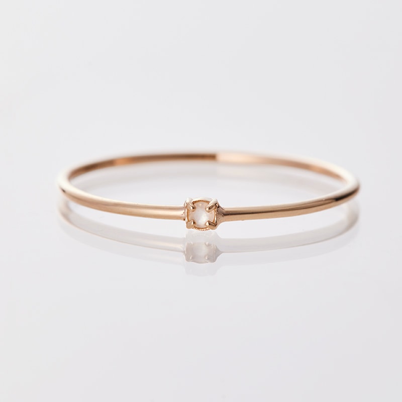 6月 誕生石】K10YG 1粒ムーンストーン誕生石リング / 誕生石ピンキー