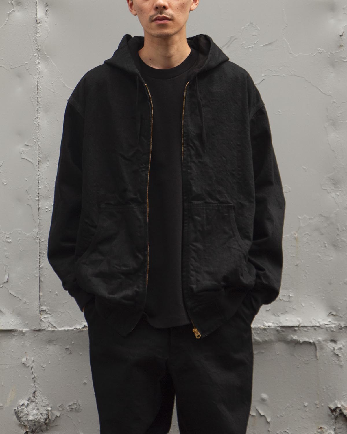 COMOLIのブラックデニムジップパーカ – COVERCHORD