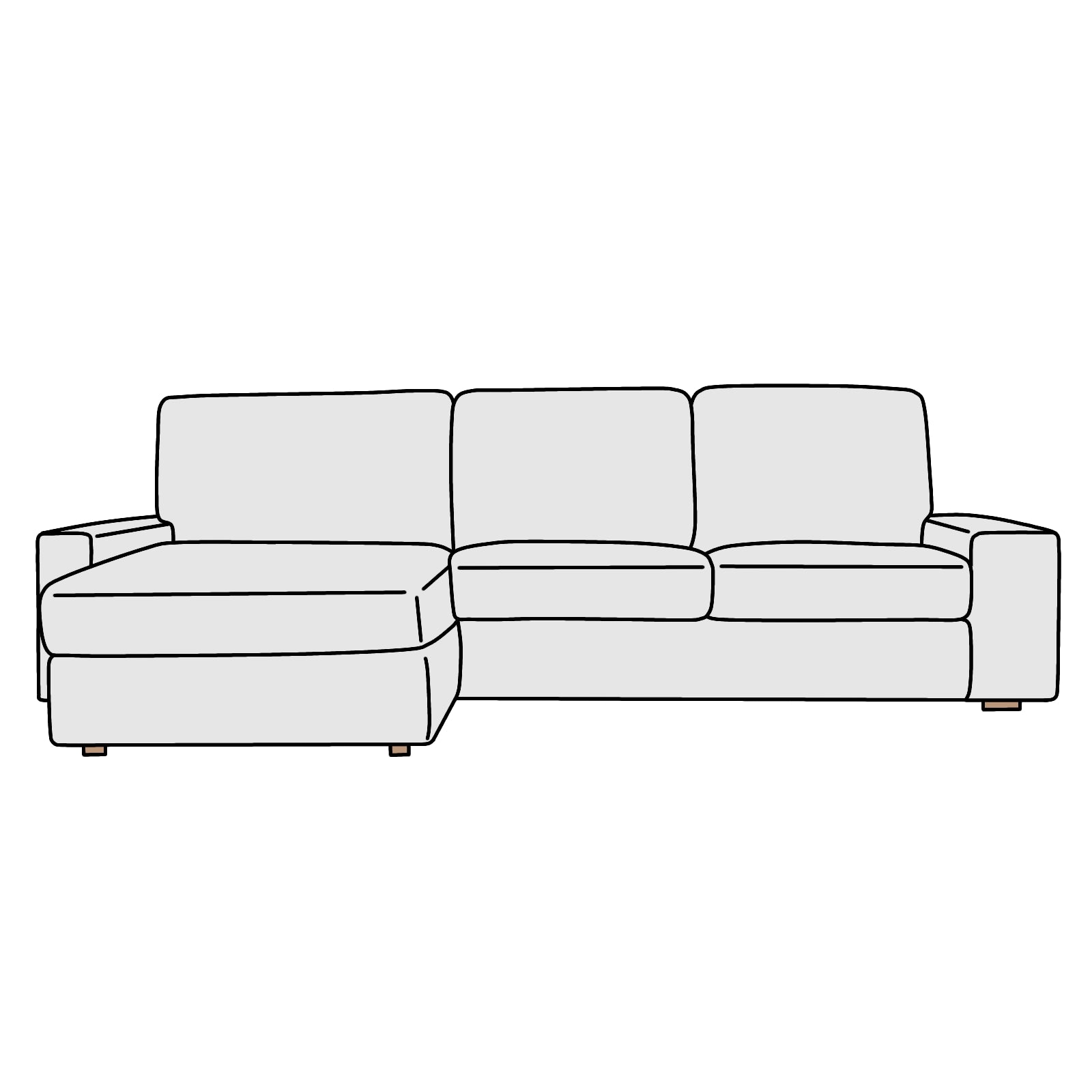 IKEA（イケア）KIVIK（シーヴィク）肘付2人掛+寝椅子A 横幅約280cm