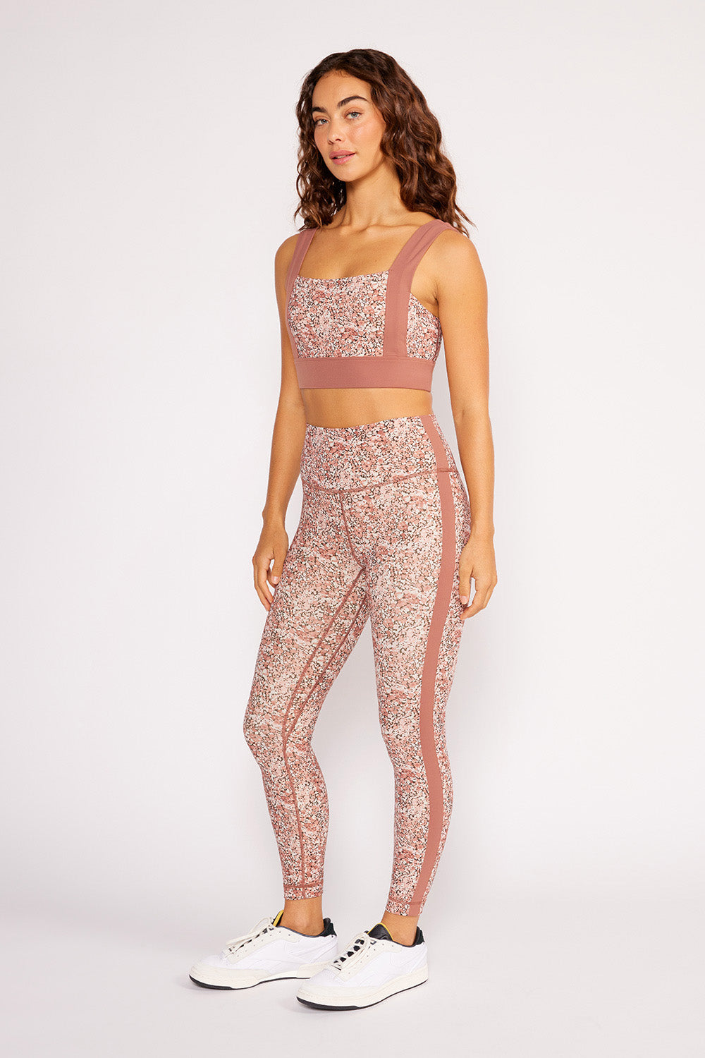 Hana 7/8 side stripe legging ditsy rose – Cream Yoga