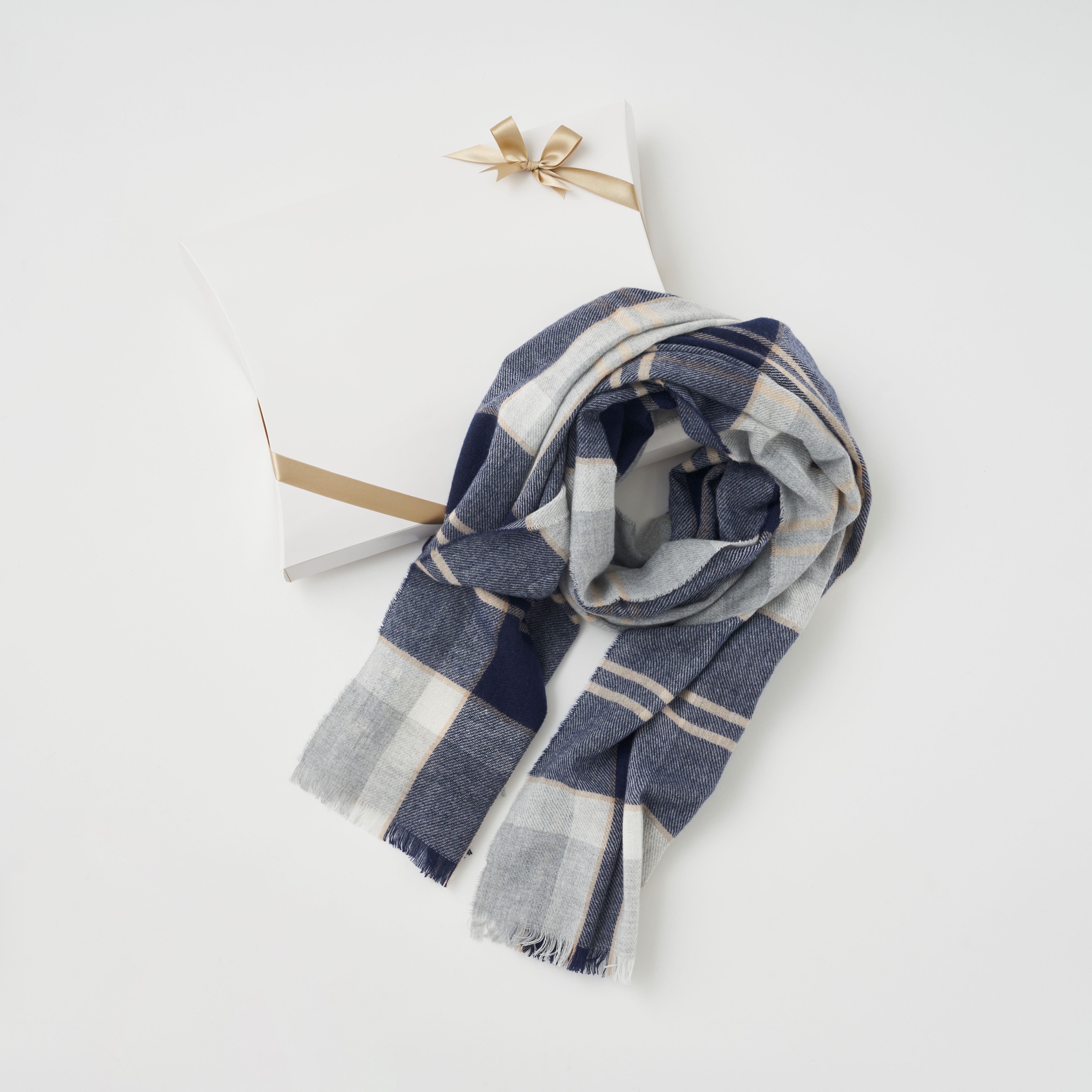 マフラー】ジョンストンズオブエルガン｜カシミヤ チェック大判