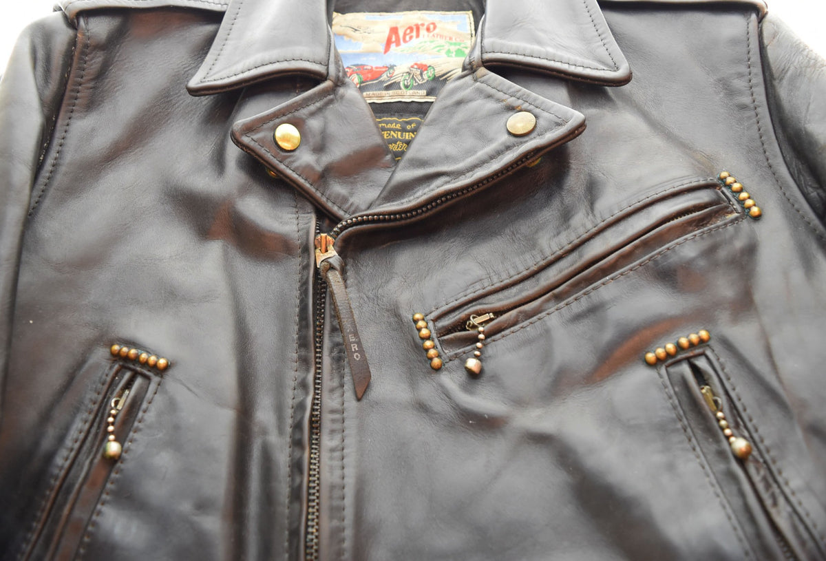 エアロレザー AERO LEATHER ダブルライダース レザージャケット 黒 34