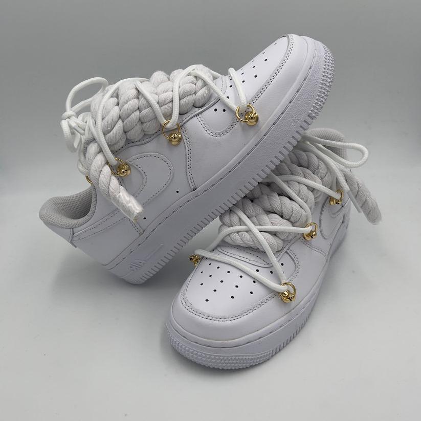 Nike Air Force 1 “Rope Laces White” Triple White Gold – EV8 SoCal