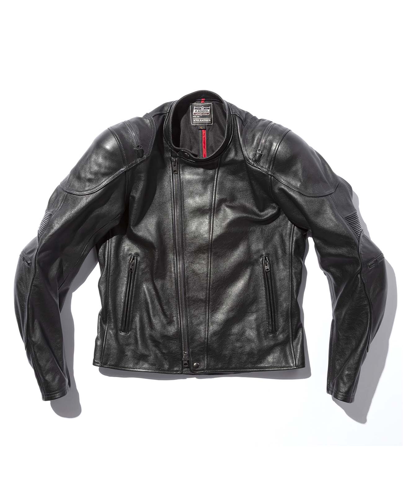 k*u様 LEFLAH レザージャケット ライダース 牛革 ロゴ刺繍 ブラック