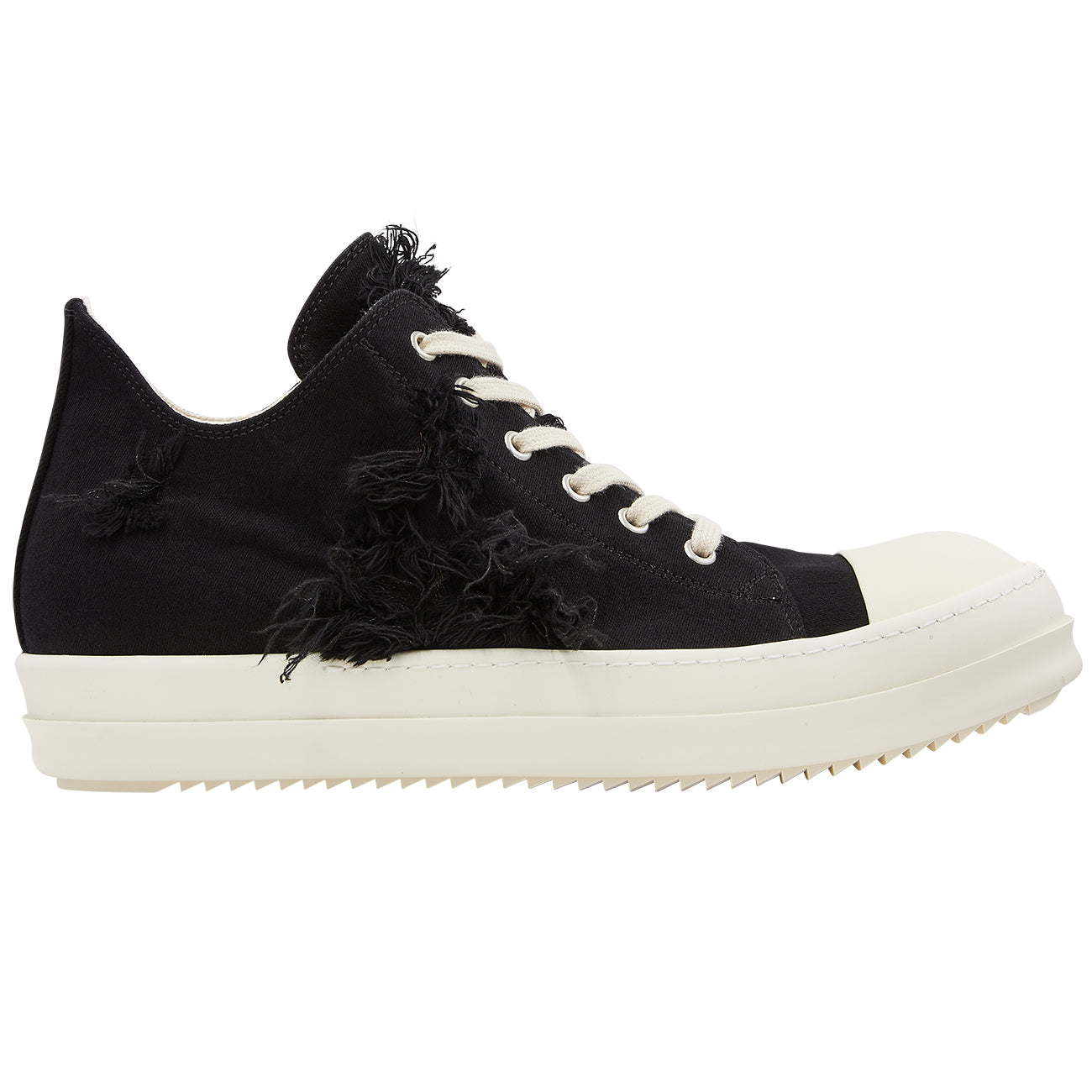 SINGLE SOLE LOW CUT SNEAKERS SLASH DENIM BLACK - RICK OWENS