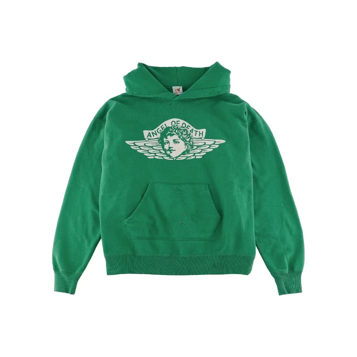 Saint Michael Angel Of Death Distressed Hoodie Green – Endless Supply
