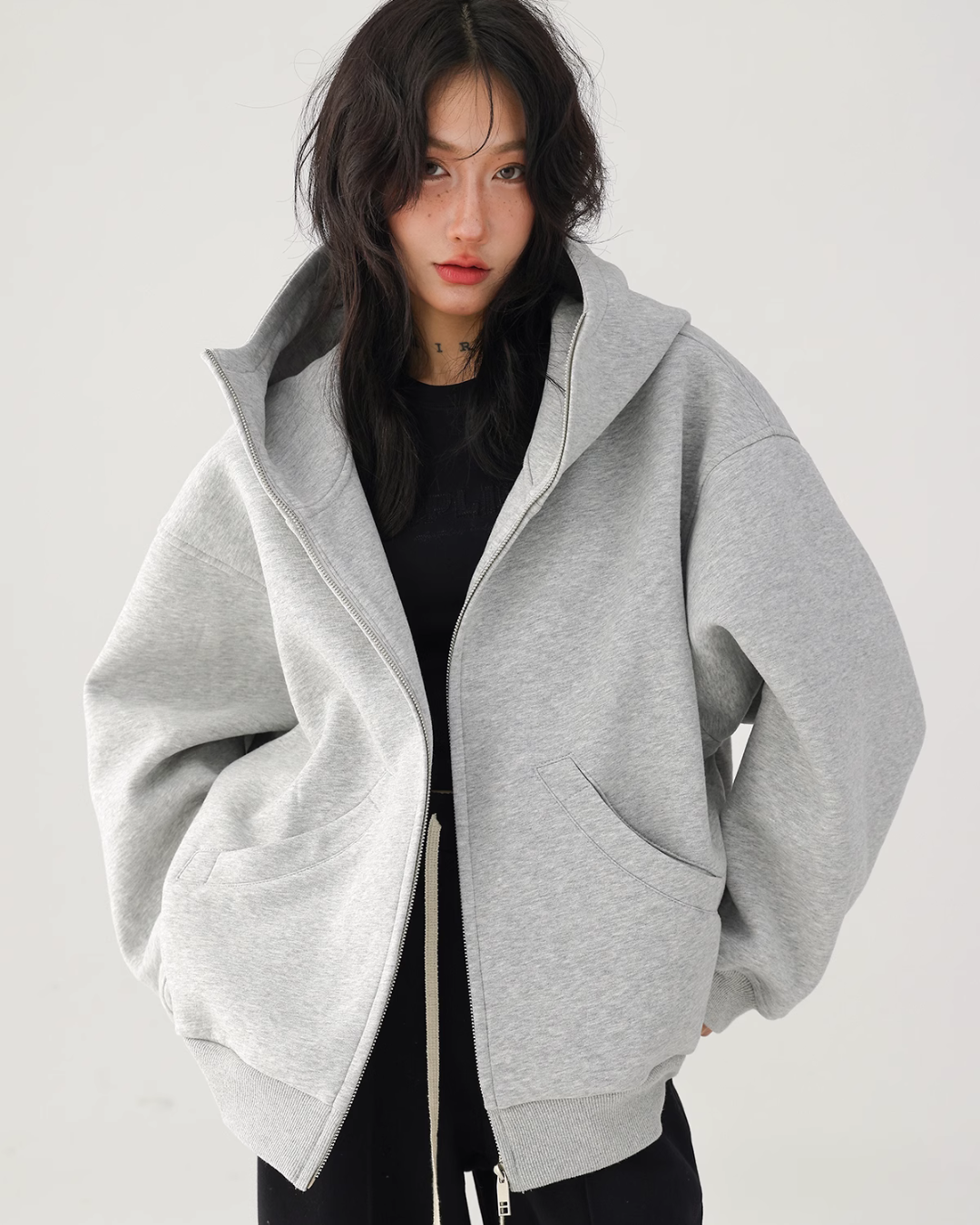 Volume Stand Neck Zip Hoodie ACS0175 – AuroraBoutique