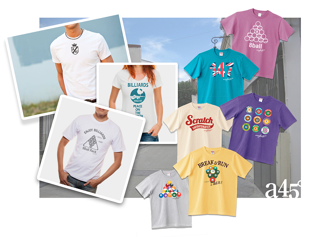a45° オリジナル ビリヤード Tシャツ