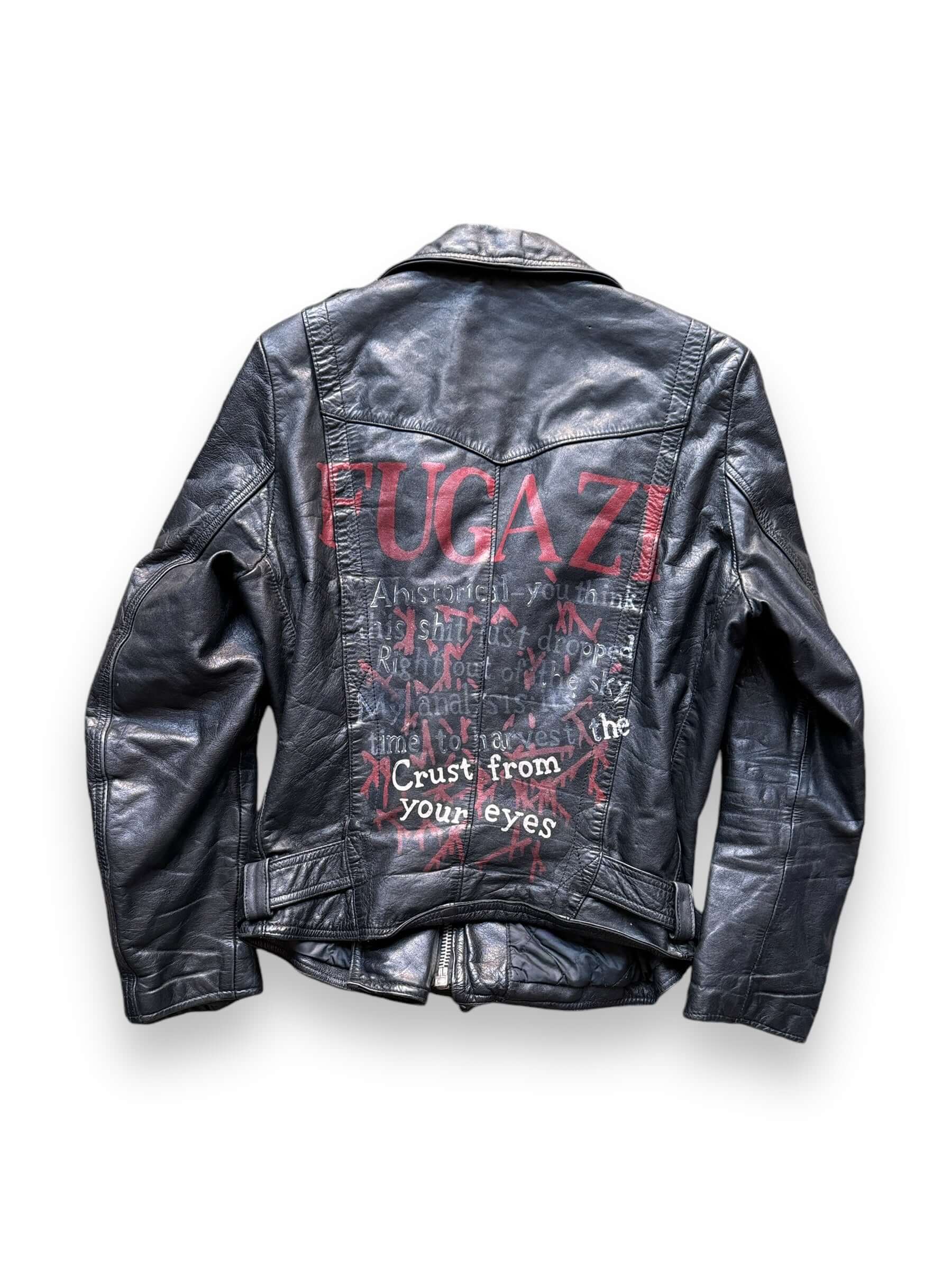 Vintage Handpainted Fugazi Bulldog Front Leather Jacket SZ S – The
