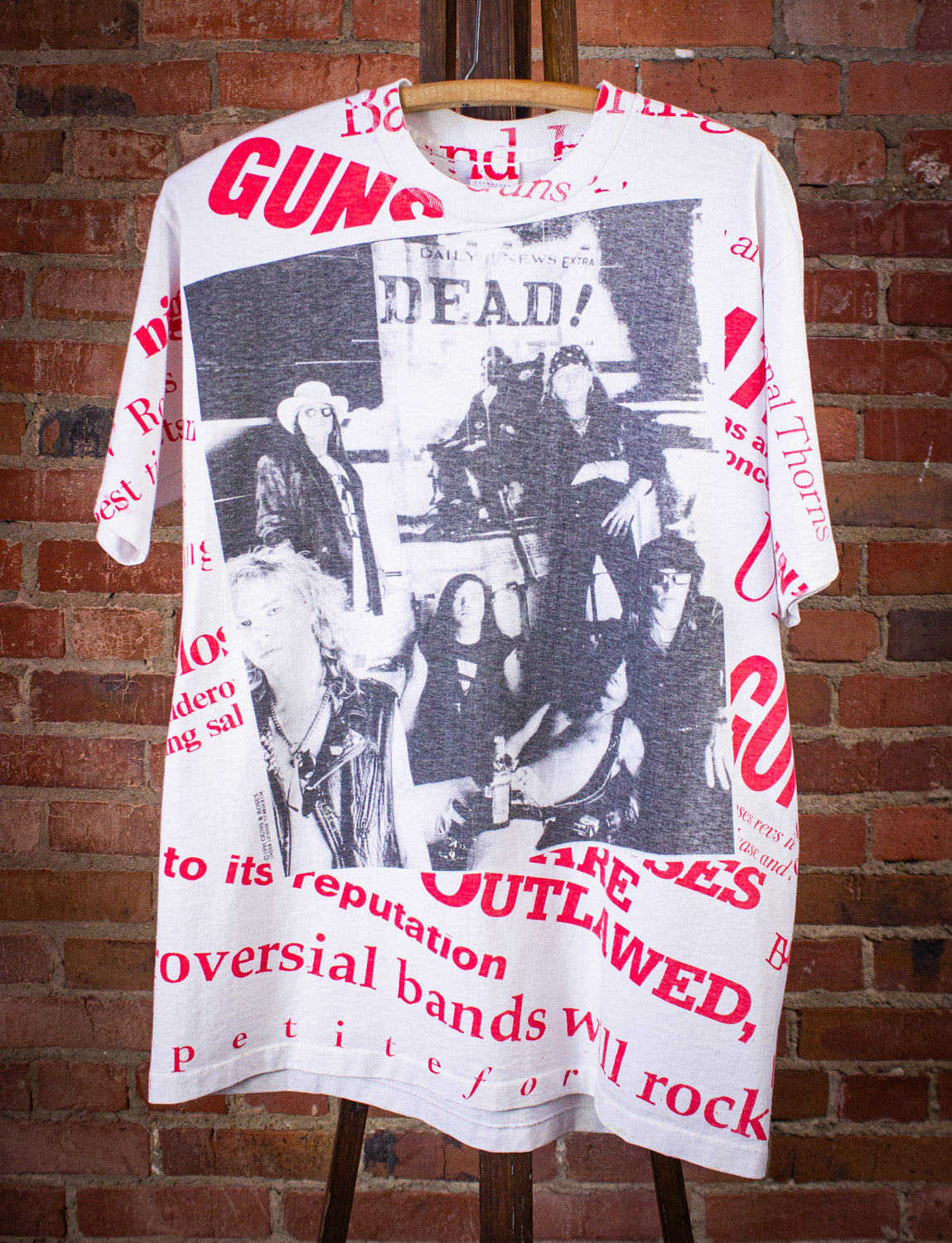 Vintage Guns n Roses Lies Concert T Shirt 1991 AOP Large – Black