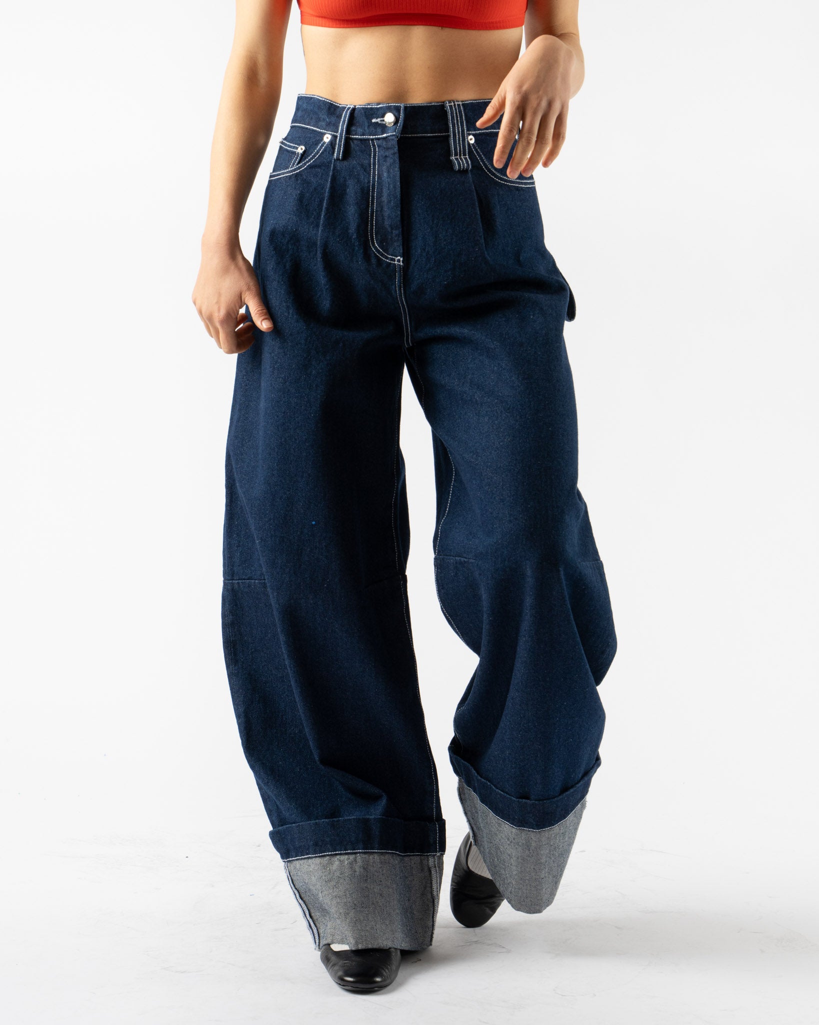 Simone Rocha Wide Leg Puddle Jeans in Indigo Curated at Jake and Jones