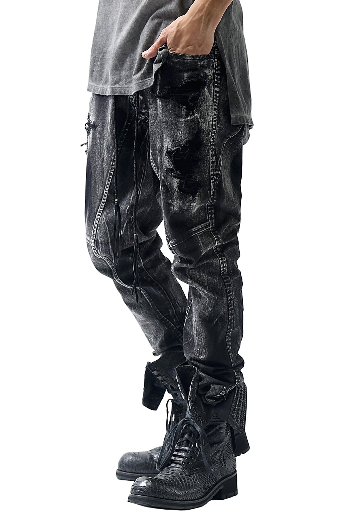 KMRii ケムリ 2019 AW Discharged Crush Pants ディスチャージド