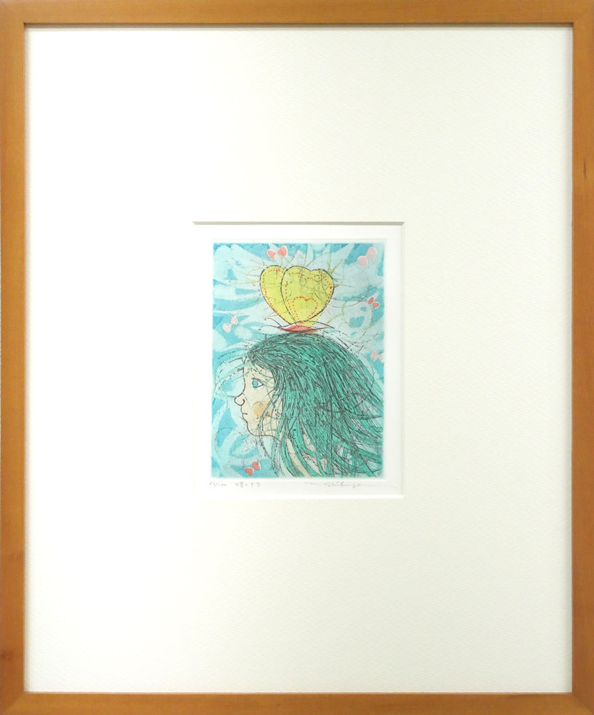 渋谷栄一「蝶と少女」銅版画 絵画買取・販売の小竹美術
