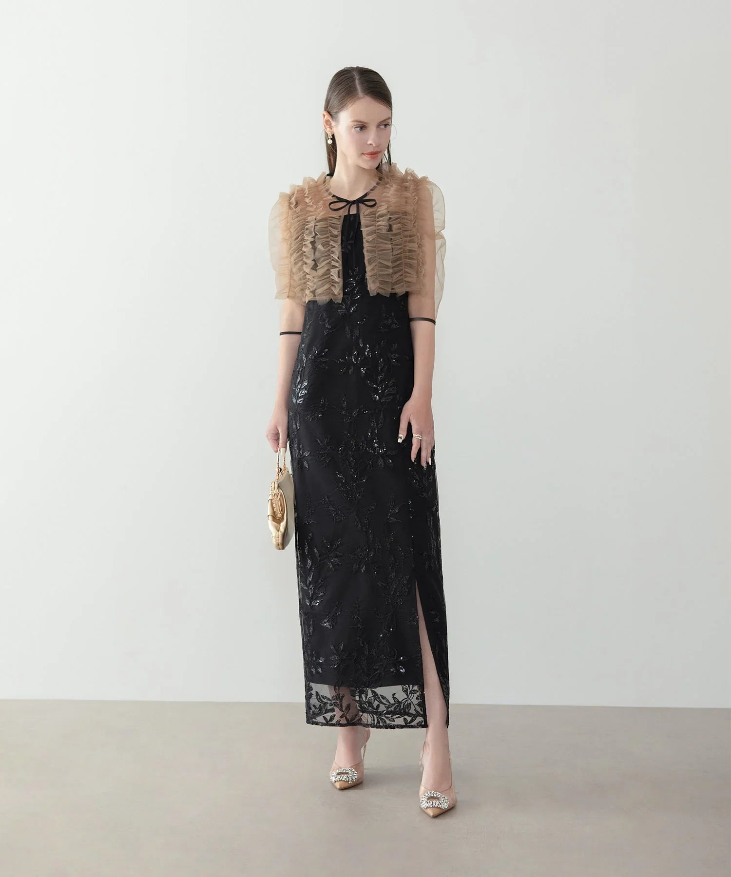 当日発送】チュールフリルボレロフラワースパンコールIライン