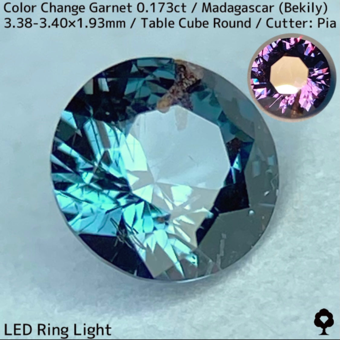 ベキリーカラーチェンジガーネット0.173ct☆美しいブルーグリーンから