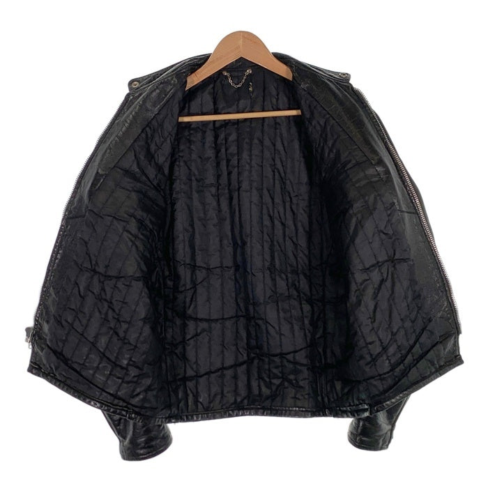 60's~ レザーシングルライダースジャケット 逆ハの字 ブラック TALON