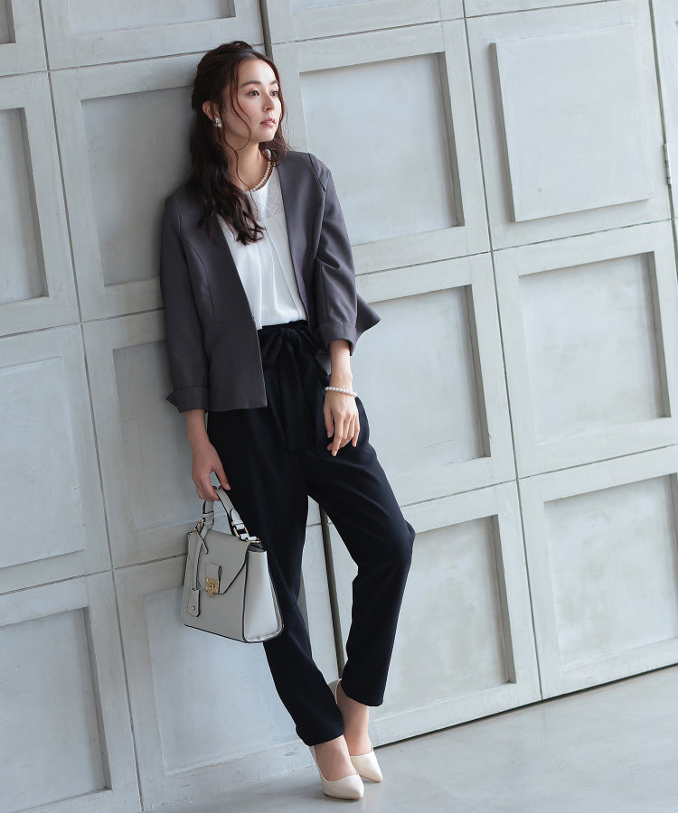 SALE】ノーカラージャケットパンツセットアップ【3点セット】/121520