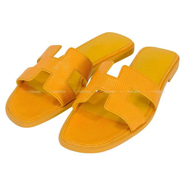 HERMES エルメス サンダル レディース オラン ジョーヌ リザード 24cm