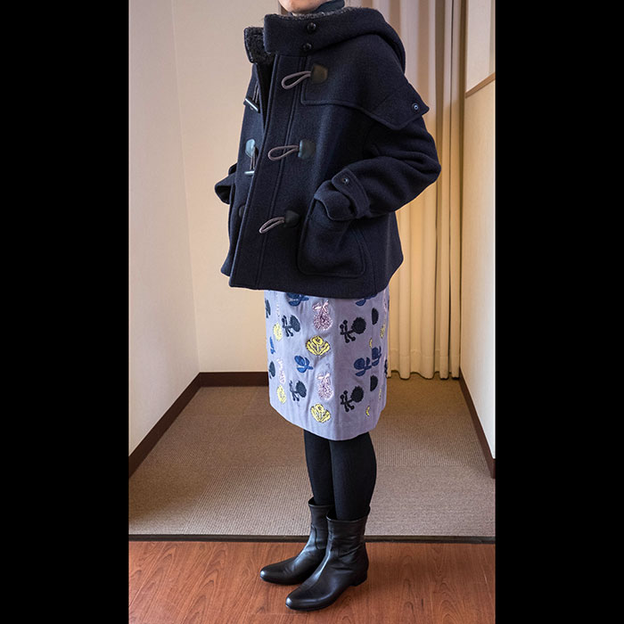 ミナペルホネン nordic moss ショートダッフルコート #navy | Lin