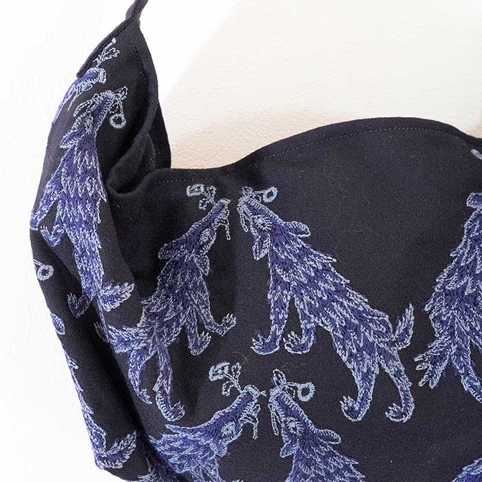 ミナペルホネンwolf&flowerボディバッグ（S）navy | Lin total fashion