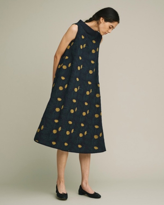 ミナペルホネン tanpopo ノースリーブ ワンピース #navy | Lin total