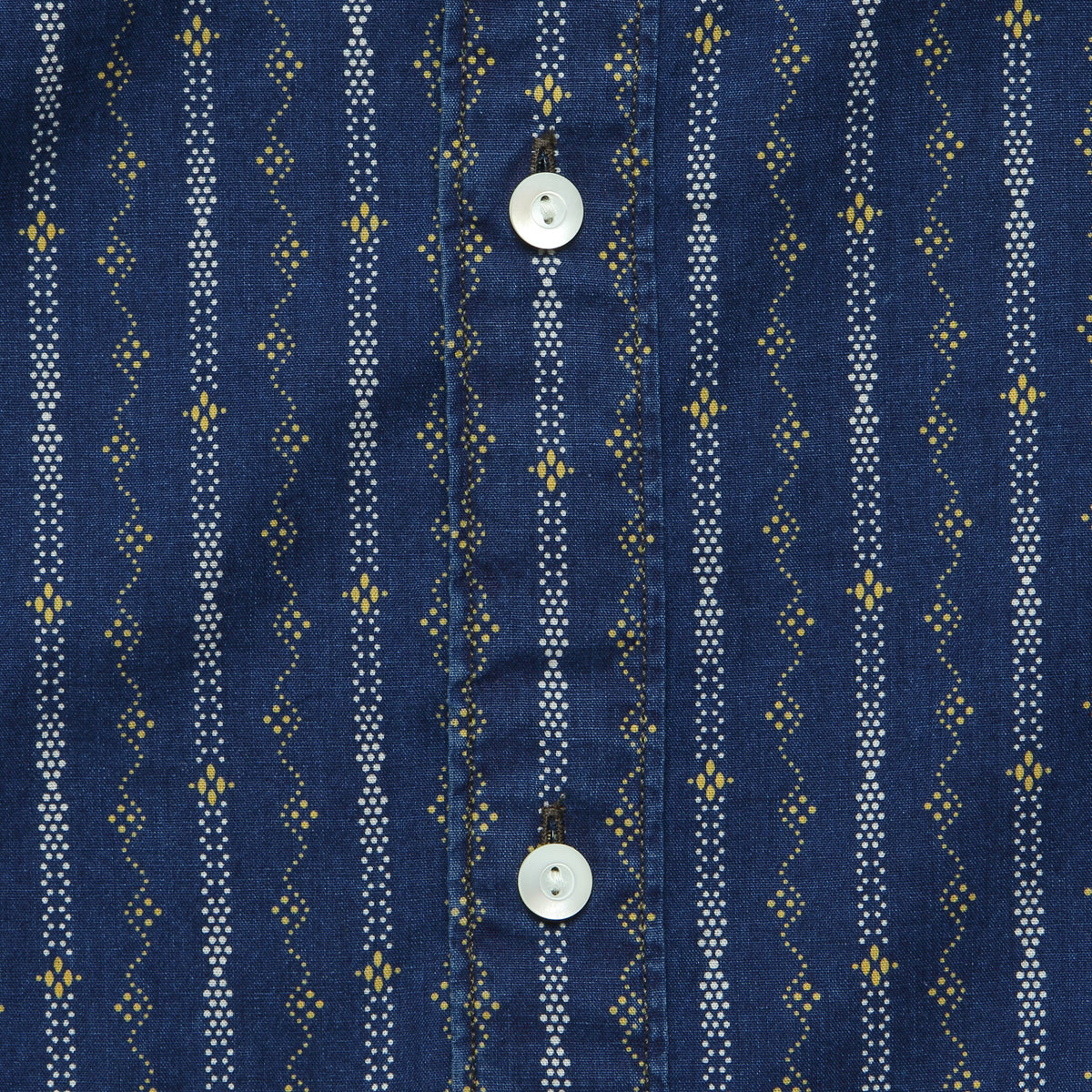 Indigo Print Workshirt - Indigo/Orange