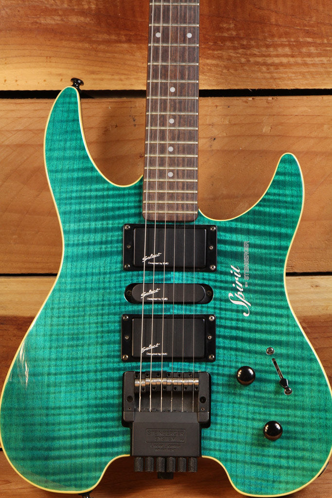 STEINBERGER SPIRIT GU DELUXE Headless Electric Guitar Green Flame