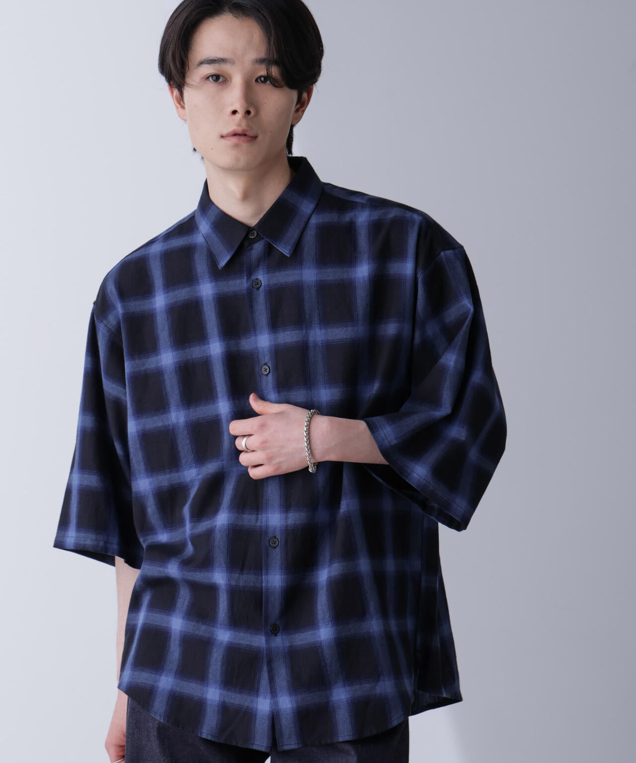 WEB限定 / リラックス オンブレーチェック シャツ 半袖