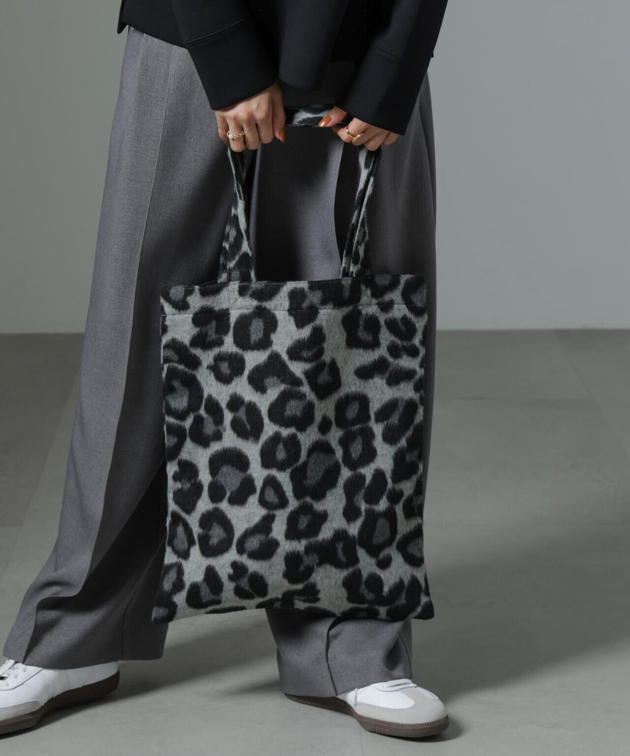 シャギー レオパード トートバッグ