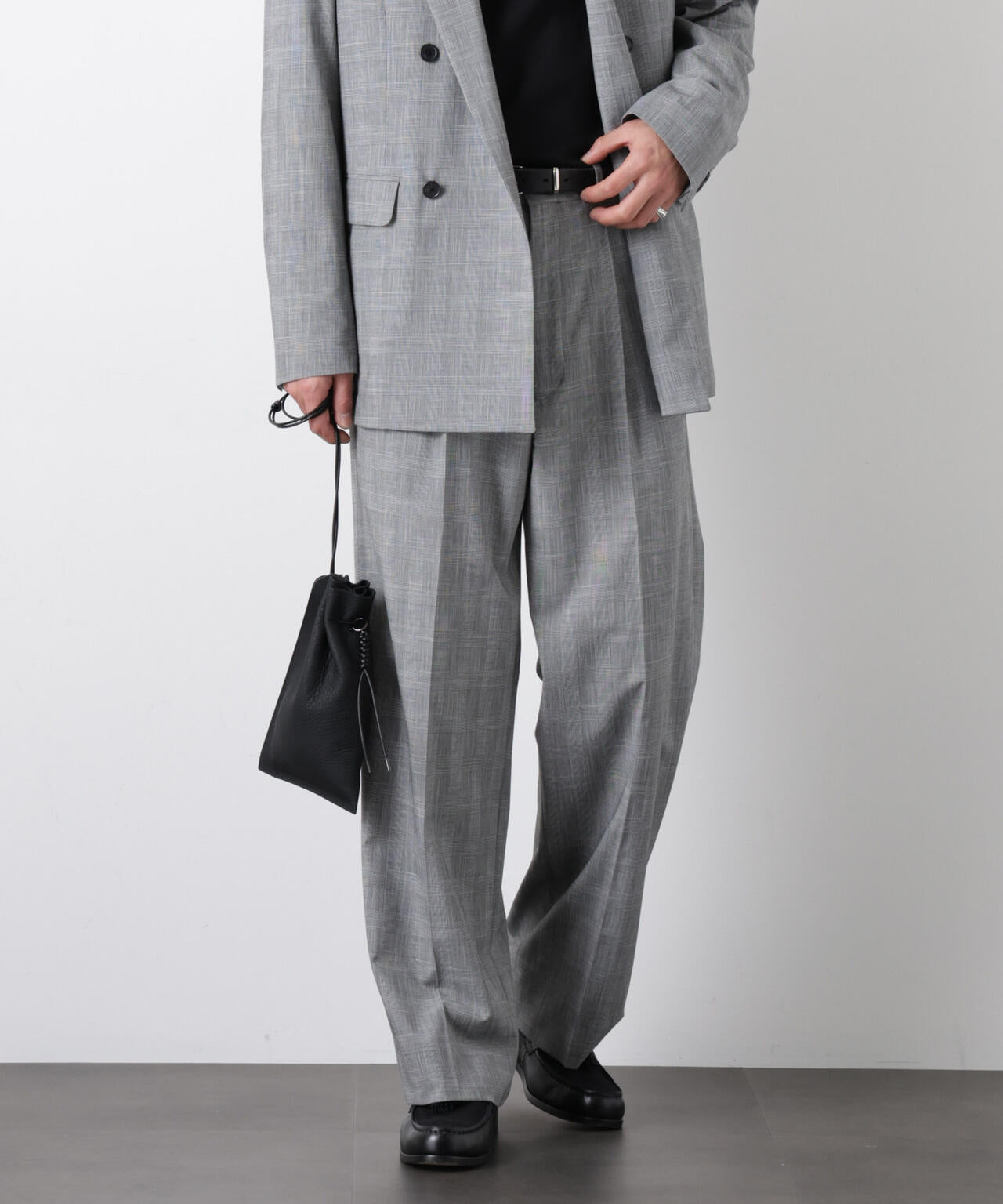 グレンチェックストレートパンツ（セットアップ可）