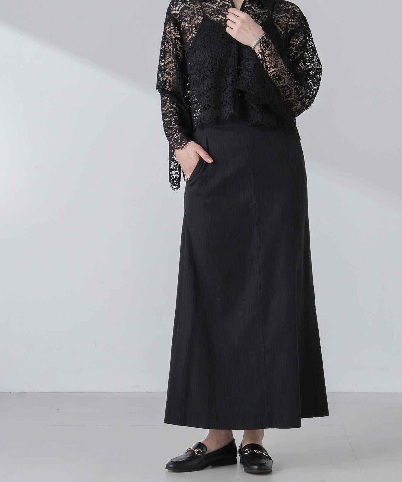 スラブ メランジ マキシスカート ( セットアップ 可 )