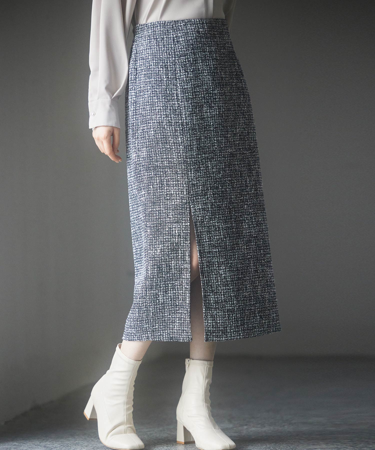 スリット入りラメツイード生地スカートsdp0229 ブラック – [公式
