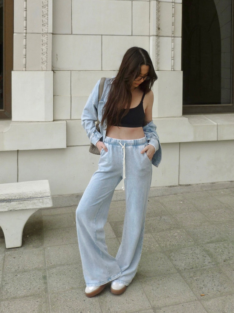 Hunter Knit Denim Pant in Washed Indigo by Z SUPPLY | Rebel Violet