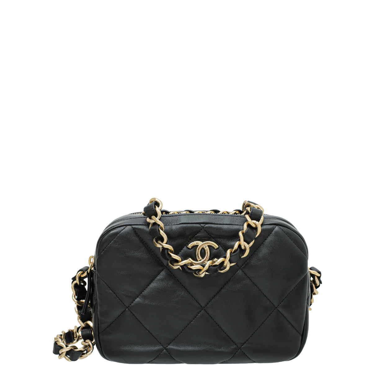 Chanel Black Double Zip Chain Top Handle Camera Bag – THE CLOSET