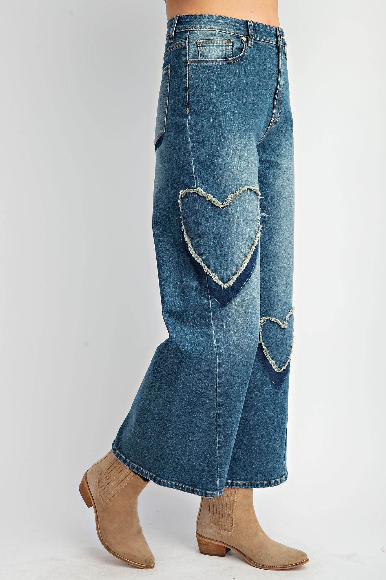 Heart Patch Washed Stretch Denim Pants – The Society Marketplace