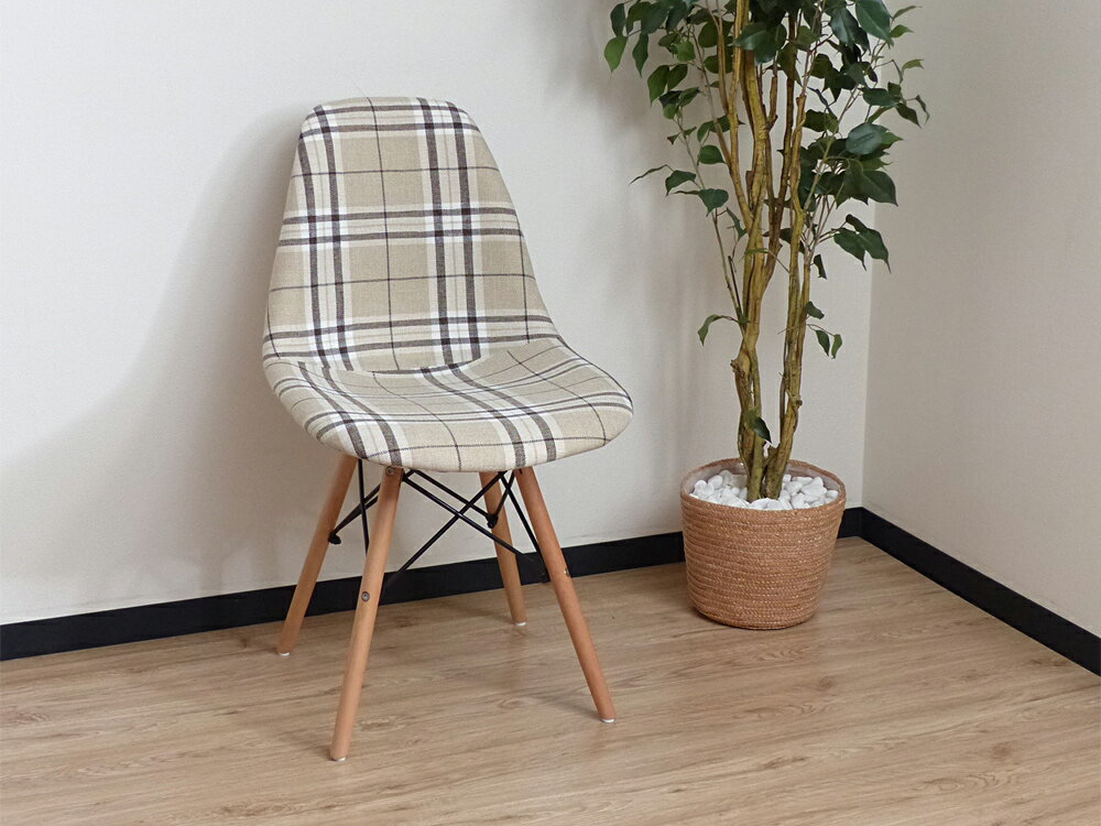 Shell Chair シェルチェア DSW ファブリック チェック柄 ナチュラル