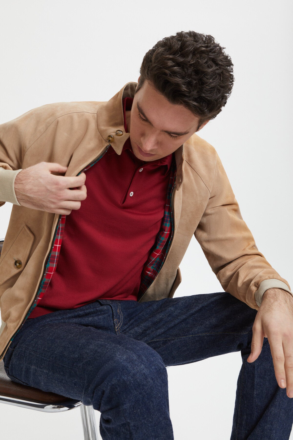 Premium G9 Harrington Suede Sand Stone | Baracuta