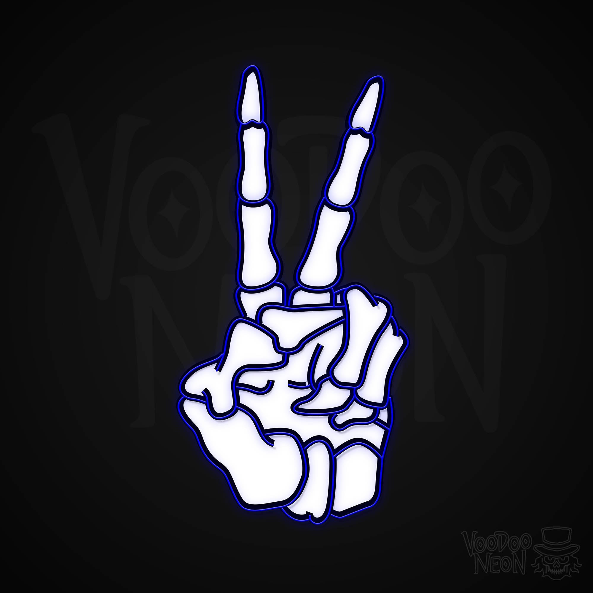 Skeleton Hand Peace Emoji Neon Sign - Free Shipping - Voodoo Neon