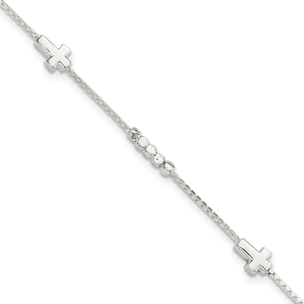 Sterling Silver Fancy Bead & Cross w/ 1in ext Bracelet – Park
