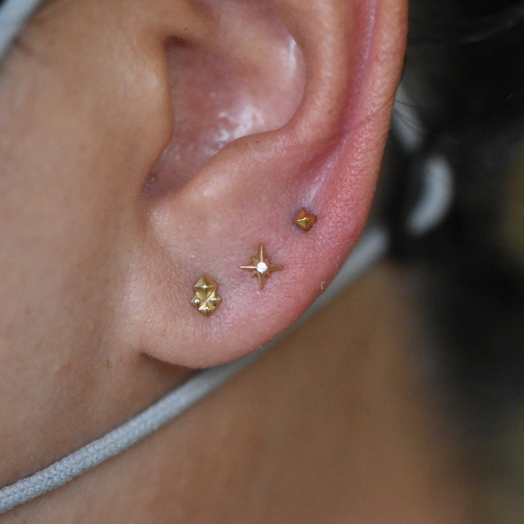 Silver pointlessjourney EAR RING PJ LOGO Set Chain Rectangular