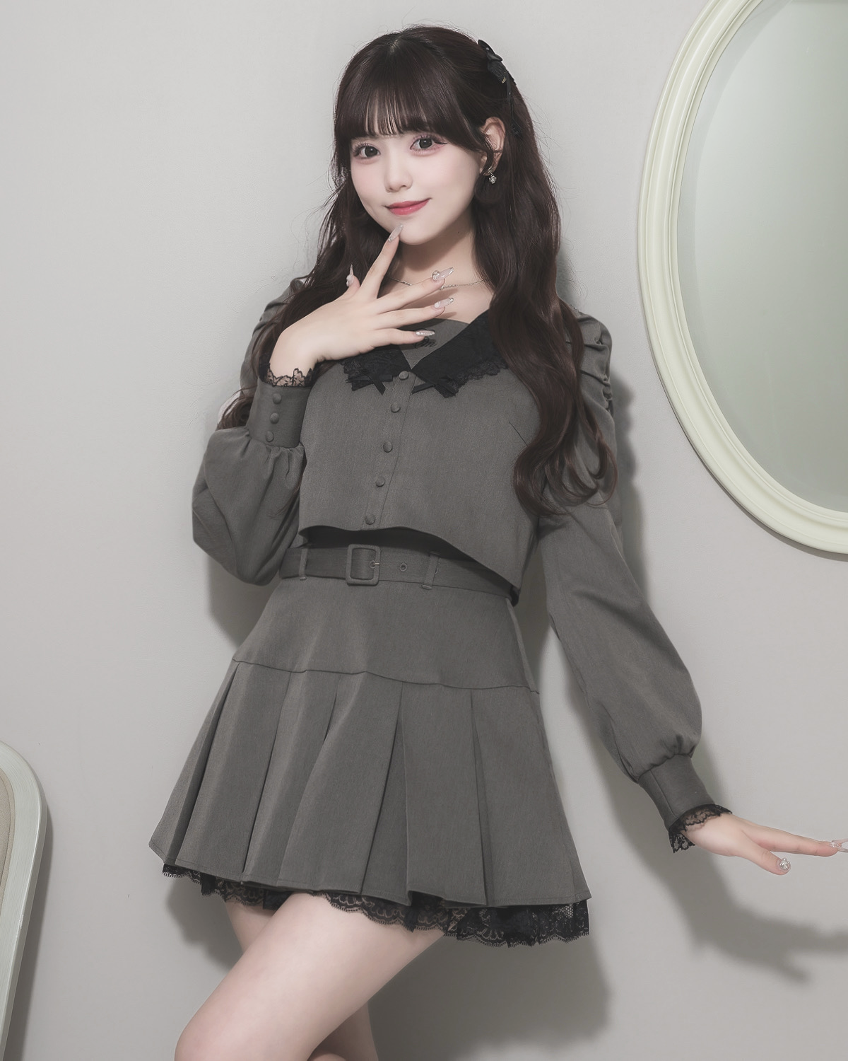 ベルト付きプリーツフリルミニスカート – pium